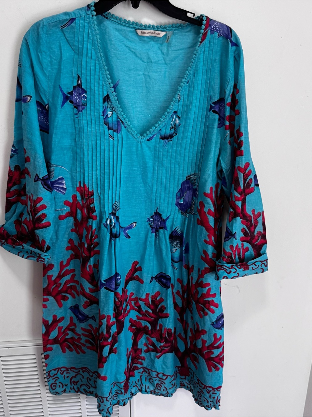 Soft Surroundings Beach Coverup Tunic Dress Fish large